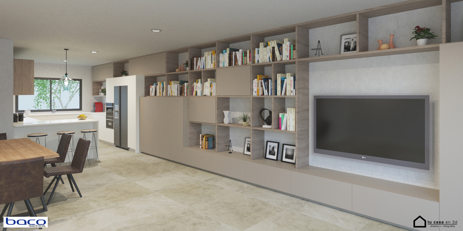 Demonio Electrizar Desagradable Cocina y Mueble salón integrado - Tu Casa en 3D